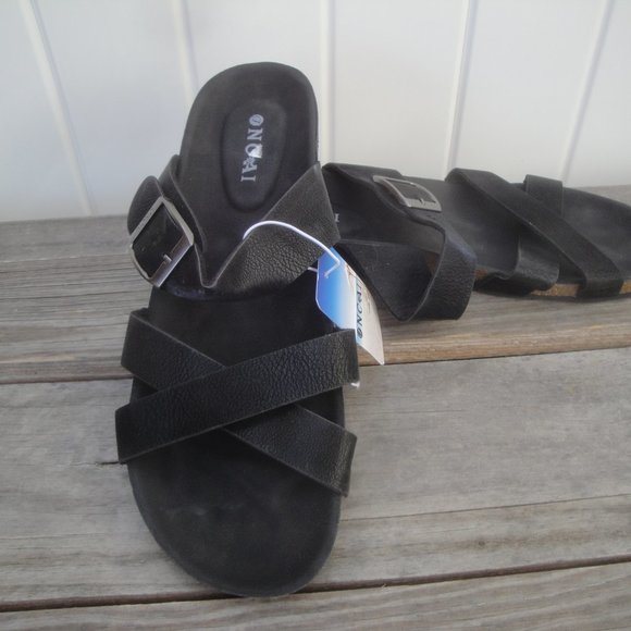NCAI Criss Cross with one Buckly Open Sandals Black NEW Soze 9 - Picture 1 of 5